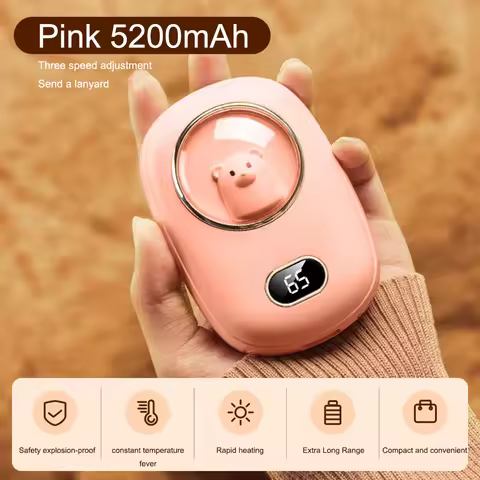 Mini Bear Electric Hand Warmer 10000mAH USB Rechargeable Hand Warmer Fast Heating 2 in 1 Power Bank 