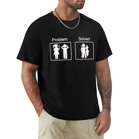 Funny Birthday Gifts Problem Solved T-shirt For Men Fishinger Fisherman Comedy Father Dad Cotton T S