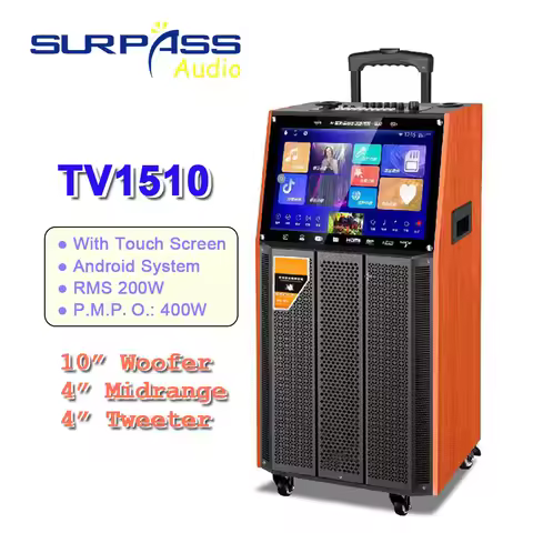 Portable High Quality System 10Inch Woofer Trolley Karaoke Speaker Outdoor Speaker 15 inch Touch Scr