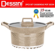 DESSINI ITALY GSB-32 Granite Die Cast Aluminium Non Stick Casserole Pot Bowl Deep Fry Pan Cookware T