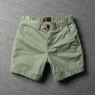 Casual Shorts Men's Trendy Pure Cotton Slim-fit Solid Color Three-point Quarter Pants Stretchy 3-poi