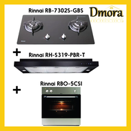 Dmora [Special Bundle Deal] Rinnai Hob (RB-7302S-GBS) + Hood (RH-S319-PBR-T) + Oven (RBO-5CSI)