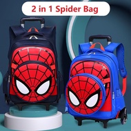 44cm Height Spiderman School Bag with 6 Wheels Trolley Kids School Bag Beg Sekolah 6 Roda Tarik Budak Kanak 小学生拉杆书包