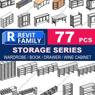 Autodesk | Revit 2025 | 77 Storage set Revit Family Files MATERIALS for Architectural Design