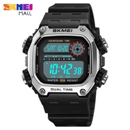 SKMEI 2126 Men Dual Time Sports Watch Teen Silicone Strap Alarm Hourly Chime Chronograph Countdown 5