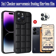 3 in 1 Redmi Note 13 Pro Shockproof Case For Redmi Note 13 Pro+ Redmi Note 13 4G 5GCeramic frosted soft film+lens protective film