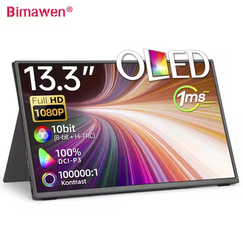 Bimawen 13.3inch OLED Portable Monitor with FHD Screen Response Time 1ms 10bit 100% DCI-P3 Monitor W