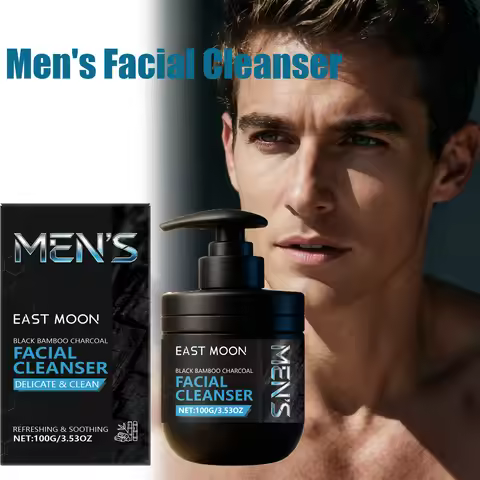 Men's Facial Cleanser Deep Cleansing Pore Oil Control with Charcoal Powder Mild Daily Cleansing Faci