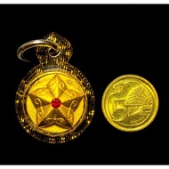 Lucky Star/Look Om Millionaire with Red Jemstone/Loop Om Dao Setti/Thai Amulet, LP Sor, Wat Pho Sri,