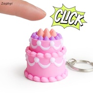 Zephyr 3D Printed Cake Chocolate Simulation Clier Keychain Food Shape Pendant for Birthday Party Fav