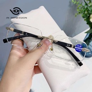 JN New Impression Frameless Anti-Blue Presbyopia Men Business Small Box Casual Water Pattern Women F