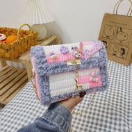 Túi Handmade Túi Tự Đan Túi Len Viền Xù Mác Nai Mix Hình Charm Thỏ Barie Ngộ Nghĩnh Làm Quà Tặng Bạn