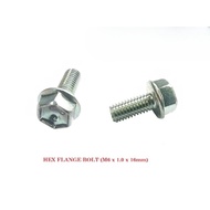 [READY STOCK] HEX FLANGE BOLT (M6 x 1.0 x 16mm)