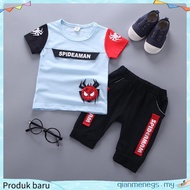 80-120 Baby Boys Two Piece Set Cartoon Spiderman Letter Printing Short Sleeved T-shirt+shorts Suit f