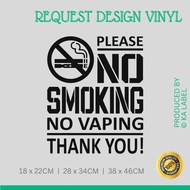 Medium Big Size Logo & Words Window Sign - Kedai Stiker - NoSmoking NoVaping Thank You (Kisscutting)