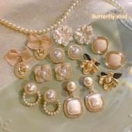 French Retro Pearl Earing Without Piercing Subang Klip Fake Earring Anting Anting Earrings Korean No