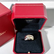 Cartier卡地亞 Trinity 系列，18K 三色金 超大號三環戒指，52號