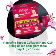 Supper Collagen Nano Q10 whitening oral tablet - Box of 3 bottles x 15 tablets