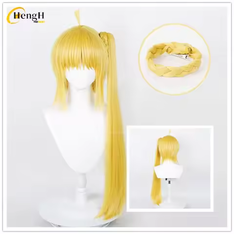 In Stock Ijichi Nijika Synthetic Hair Anime 80cm Long Yellow Ponytail Clip Cosplay Anime Wig Heat Re