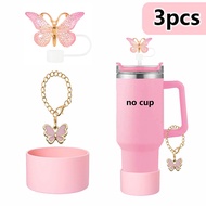 Stanley Cup Accessories Set- Water Bottle Siliocne Stanley Cup Boot Stanley Charms butterfly Straw C