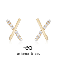 Athena &amp; Co. 18k Gold Plated Faye Pearl Huggie Earrings - 925 Silver Post, Hypoallergenic