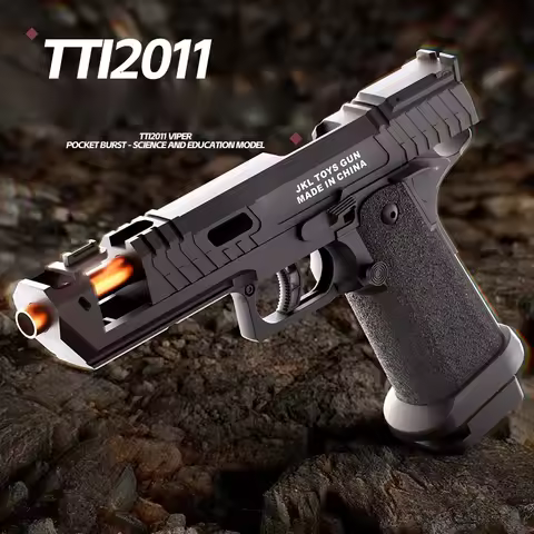 TTI 2011 Pistol Shell Throwing Continuous Firing Blowback Soft Bullet Gun Empty Hanging Birthday Gif