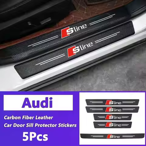 1/4/5Pcs Leather Car Door Sill Plate Paint Protectors Stickers For Audi Sline A3 A1 A4 B8 B7 A6 C7 A