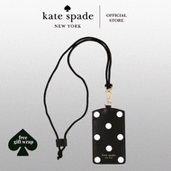 Kate Spade Stationery ID Badge Holder with Lanyard, Vegan Leather Slim Card Wallet, Name Tag Case for Work, School, or Travel - Picture Dot