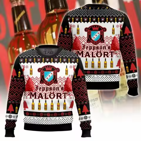 Jeppsons Malort Red Black Retro Knitted Christmas Ugly Sweater Festive Atmosphere Christmas Gifts Fe