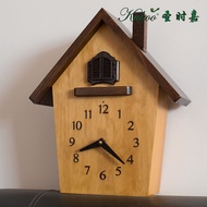 European-Style Simple Cuckoo Time Signal Clock Living Room Sweet Bell Pastoral Modern Children's Solid Wood Jump Second Clock Wall Mounted Clock