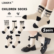 LJMOFA 1-7Y Spring/Summer Double Layer Lace Mid Tube for Children's Socks Thin Solid Color Socks for