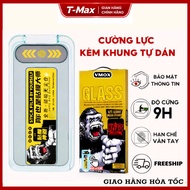 VMOX full screen self-vacuuming support frame tempered glass for Iphone 17 Promax 16 15 14 13 12 11 