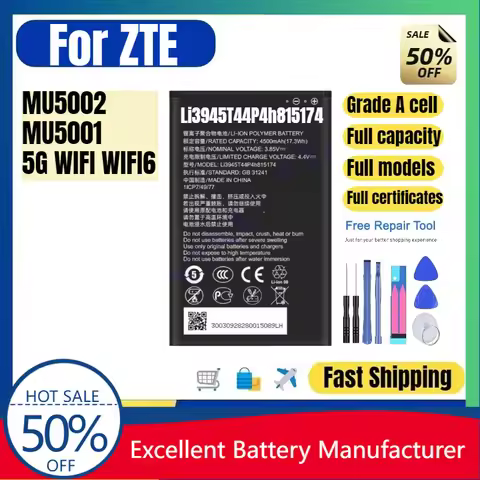 0 Cycle Li3945T44P4h815174 Battery for ZTE MU5002 MU5001 5G WiFi Router Replacement Battery Lithium 