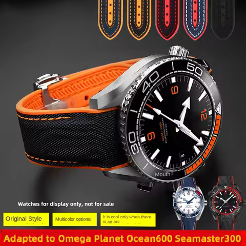 Curved nylon strap for Omega Planet Ocean 600 silicone strap Seamaster 300 Speedmaster 20mm 21mm 22m