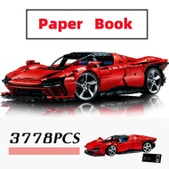 🎊ส่งภายใน24ชม🎊ตัวต่อเลโก้ที่เข้ากันได้กับ Ferrari SP3 รุ่น 1:1 (3778 ชิ้น) ของขวัญของเล่นเพื่อการศึก
