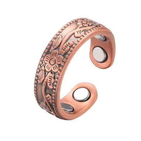 Trendy Punk Magnetic Therapy Pure Copper Rings for Women Men Anti Snoring Ring Power Slimming Health