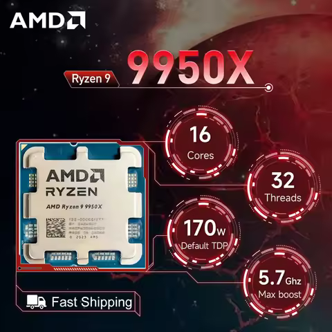 AMD Ryzen 9 9950X 4.3GHz 16-Core 32-Thread R9 9950X Socket AM5 4NM L3=64M Processor 170W DDR5 No Fan