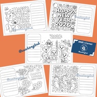 Combo of 10 coloring cards A5, A6 on 180gsm paper with themes CNY, March 8, October 20, Teachers Nov