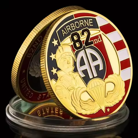30mm USA 82nd Airborne Division Challenge Coin United States Army Souvenir Gifts Golden Plated Comme