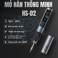 FNIRSI HS-02 Smart Electric Soldering Iron 100W USB-C PD/QC Genuine Adjustable OLED Screen 100-450 C