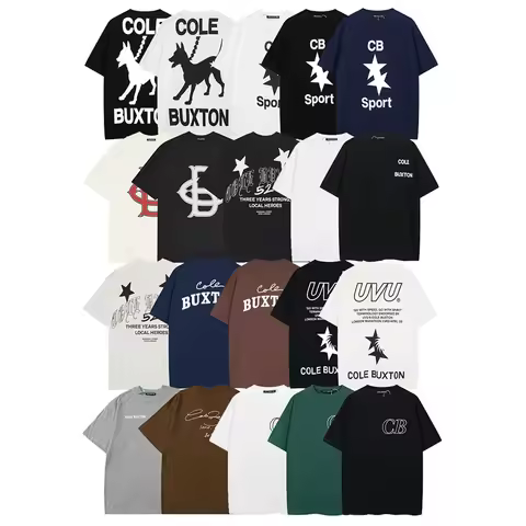 Outdoor Classic Cole Buxton High-quality Cursive Sticker Embroidery Daily Casual Couple Short Sleeve