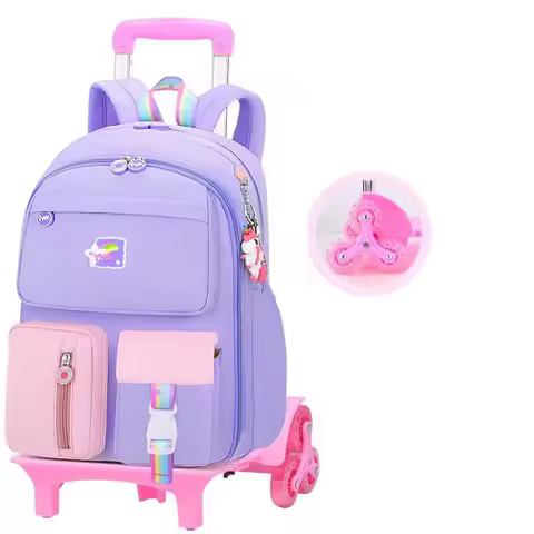 Girls School Trolley Bag Rolling Backpack bag for Girls School Wheeled Bags Wheels Rolling Luggage B