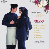 (KURUNG SERI) SET NIKAH/TUNANG | COUPLE SET | KURUNG MODEN SERI+BAJU MELAYU -NAVY BLUE-
