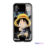 UCUCเคสมือถือ เคสโทรศัพท์ เคสRealme 6  Realme Narzoแก้วเคสมือถือหรูหราการ์ตูนอนิเมะลูฟี่Glossyกระจกเทมเปอร์กรณี