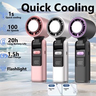 Portable Mini Turbo Fan 6000mAh Ice Mode ️ 100 Speed Level LED Light 180° Adjustable