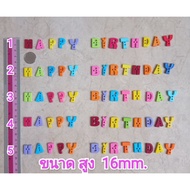 13 Pieces Plastic Button HAPPY BIRTHDAY 1.6 Cm. English Letters abc