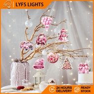 16 pcs Pink Christmas Tree Hanging Decoration Xmas Ornaments Christmas Gift Decoration Hang Tag Pendant