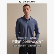 GIORDANO ผู้ชาย  เสื้อโปโล ผ้าไหมผสม นุ่ม ยืดหยุ่น แขนยาว เรียบง่าย พื้นฐาน แฟชั่นลำลอง เสื้อโปโล 18