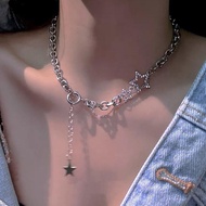 Premium Sense Of The Stars Double Layer Necklace Female Wind Temperament Hip-hop Short Chain E7q8