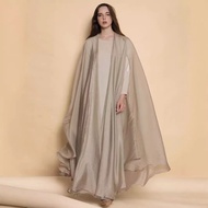 [Molio] Set Muslimah Jubah & Baju Dalam Kain Organza Berkilau Elegan Long Dress Muslimah  Fashion Tr